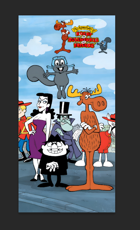 Tapis de protection vitre flipper Rocky and Bullwinkle - Dimensions : 52cm x 106cm