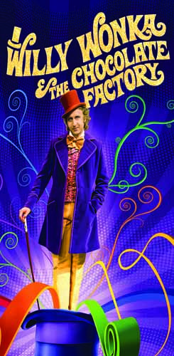 Tapis de protection vitre flipper  Willy Wonka - Dimensions :106cm x 52cm