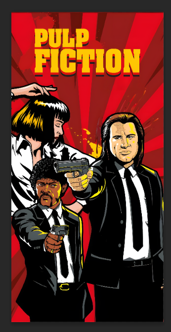 Tapis de protection vitre flipper  PULP FICTION n°2- Dimensions :106cm x 52cm