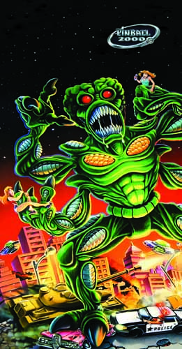 Tapis de protection vitre flipper  Revenge From Mars Pinball 2000 - Dimensions :102cm x 52cm